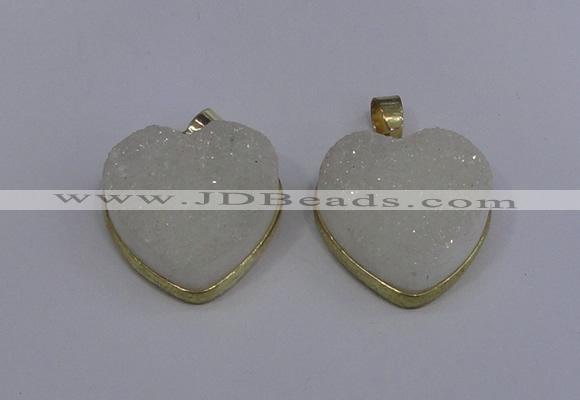 NGP4021 20*20mm heart druzy quartz gemstone pendants