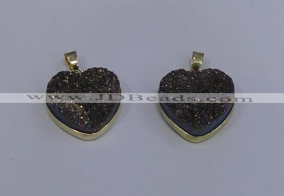 NGP4023 20*20mm heart druzy quartz gemstone pendants