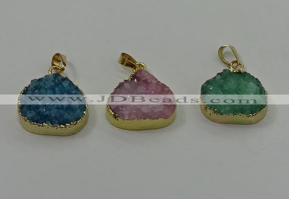 NGP4088 18*22mm - 20*24mm flat teardrop druzy quartz pendants