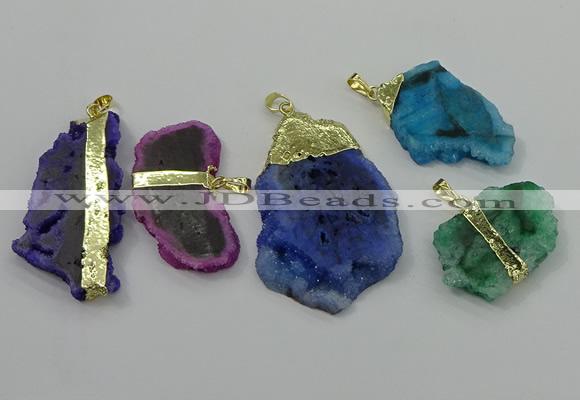 NGP4138 25*35mm - 40*50mm freeform druzy quartz pendants wholesale