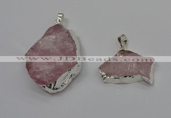 NGP4140 20*30mm - 35*45mm freeform rose quartz pendants wholesale