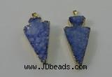 NGP4159 20*45mm - 22*48mm arrowhead druzy quartz pendants