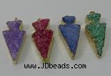 NGP4160 20*45mm - 22*48mm arrowhead druzy quartz pendants