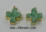 NGP4167 30*32mm cross druzy quartz pendants wholesale