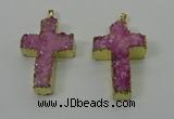 NGP4175 30*48mm - 32*50mm cross druzy quartz pendants wholesale