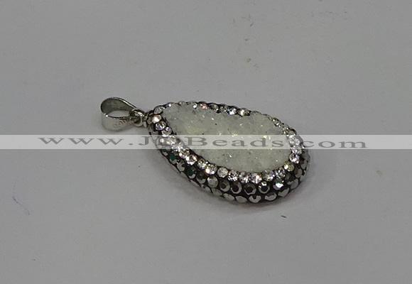 NGP4266 14*23mm flat teardrop plated quartz pendants wholesale