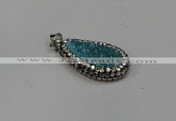 NGP4270 14*23mm flat teardrop plated quartz pendants wholesale