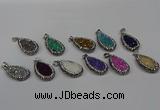 NGP4282 14*23mm flat teardrop plated quartz pendants wholesale