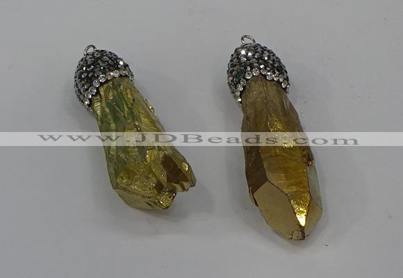 NGP4295 10*30mm - 15*45mmmm nuggets plated quartz pendants