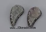 NGP4313 20*40mm - 25*50mm wing-shaped druzy quartz pendants