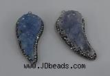 NGP4319 20*40mm - 25*50mm wing-shaped druzy quartz pendants