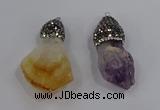 NGP4328 18*35mm - 20*40mm nuggets druzy amethyst & citrine pendants