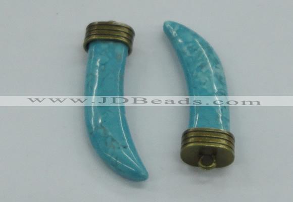 NGP4526 15*55mm - 15*60mm horn blue turquoise pendants wholesale