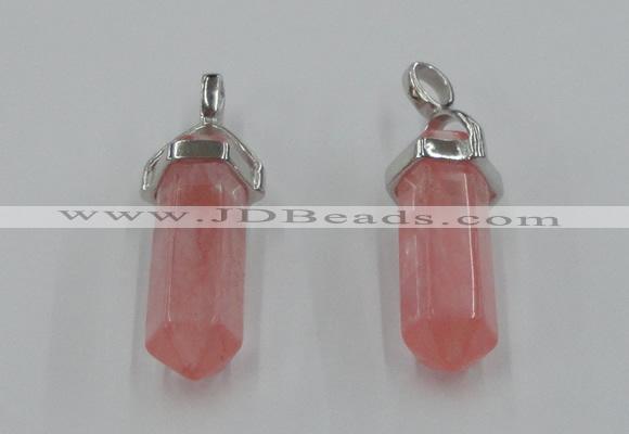 NGP5003 8*30mm sticks cherry quartz gemstone pendants wholesale