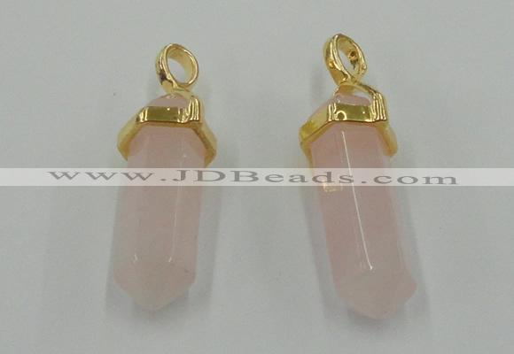 NGP5027 8*30mm sticks rose quartz gemstone pendants wholesale