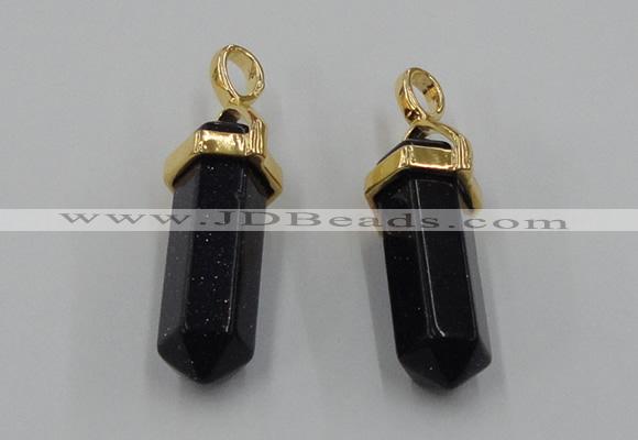 NGP5032 8*30mm sticks blue goldstone pendants wholesale