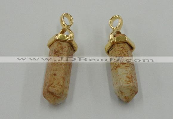 NGP5035 8*30mm sticks picture jasper pendants wholesale