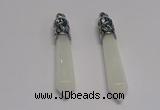 NGP5414 10*65mm sticks white jade gemstone pendants wholesale