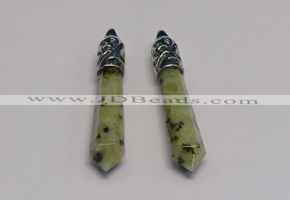 NGP5419 10*65mm sticks kiwi jasper pendants wholesale