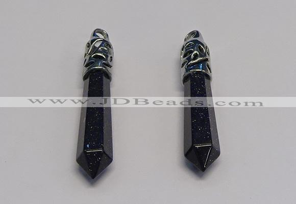 NGP5425 10*65mm sticks blue goldstone pendants wholesale