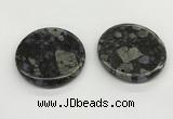 NGP5528 50mm flat round grey opal gemstone pendants