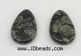 NGP5529 35*55mm flat teardrop grey opal gemstone pendants