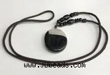 NGP5661 Agate oval pendant with nylon cord necklace