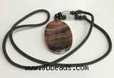 NGP5687 Agate oval pendant with nylon cord necklace