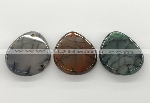 NGP5785 35*45mm flat teardrop agate pendants wholesale