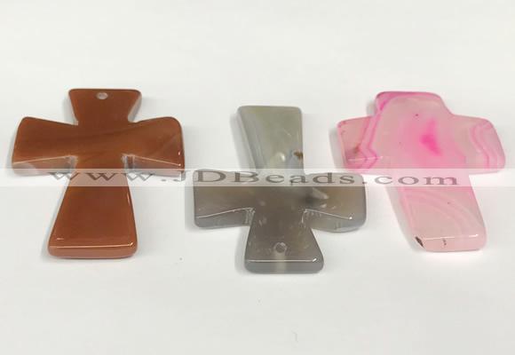 NGP5812 40*55mm cross agate gemstone pendants wholesale