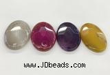 NGP5820 32*50mm faceted oval agate gemstone pendants wholesale