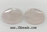 NGP5844 50mm flat round rose quartz pendants wholesale