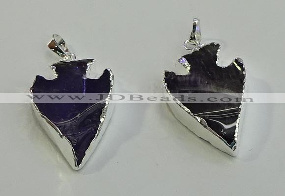 NGP6006 22*30mm - 25*35mm arrowhead amethyst pendants