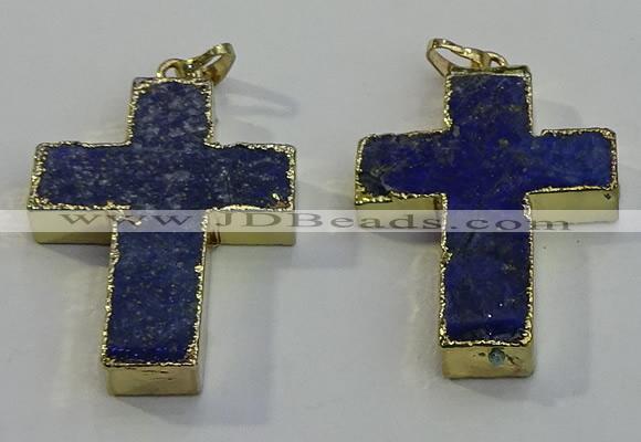 NGP6039 30*40mm - 35*45mm cross lapis lazuli pendants