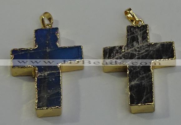 NGP6043 30*40mm - 35*45mm cross labradorite pendants