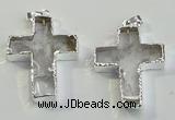 NGP6048 30*40mm - 35*45mm cross white crystal pendants