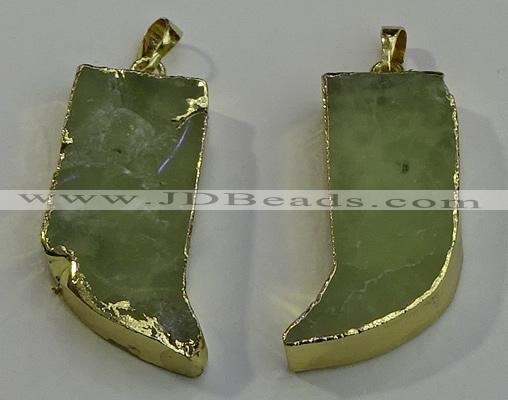 NGP6052 15*40mm - 18*45mm horn green rutilated quartz pendants