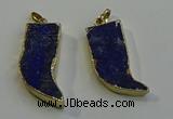 NGP6056 15*40mm - 18*45mm horn lapis lazuli pendants