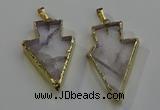 NGP6067 20*40mm - 25*45mm arrowhead white crystal pendants