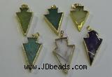 NGP6068 20*40mm - 25*45mm arrowhead mixed gemstone pendants