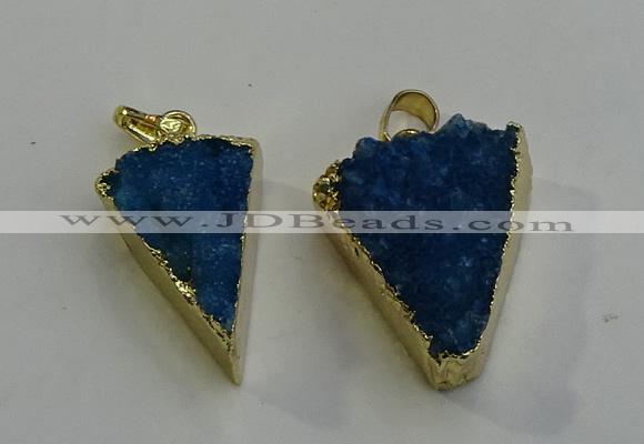 NGP6071 20*25mm - 25*35mm triangle druzy quartz pendants