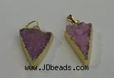 NGP6072 20*25mm - 25*35mm triangle druzy quartz pendants