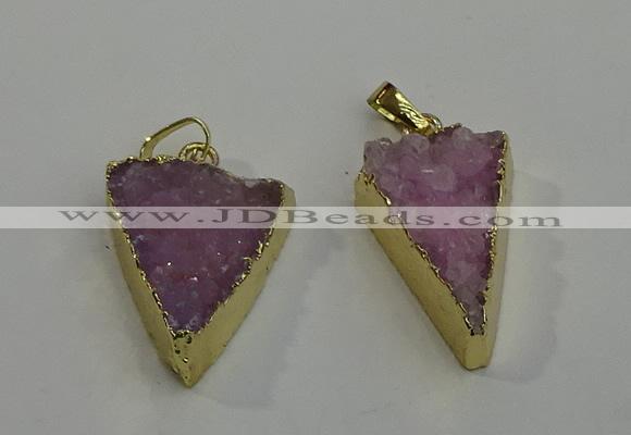 NGP6072 20*25mm - 25*35mm triangle druzy quartz pendants