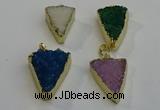 NGP6074 20*25mm - 25*35mm triangle druzy quartz pendants