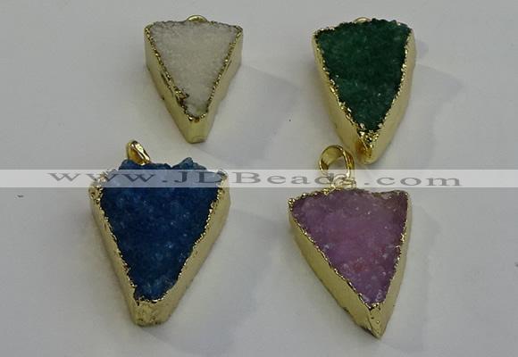 NGP6074 20*25mm - 25*35mm triangle druzy quartz pendants