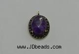 NGP6097 20*25mm - 22*30mm oval amethyst pendants wholesle