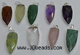 NGP6115 12*35mm - 15*40mm arrowhead mixed gemstone pendants