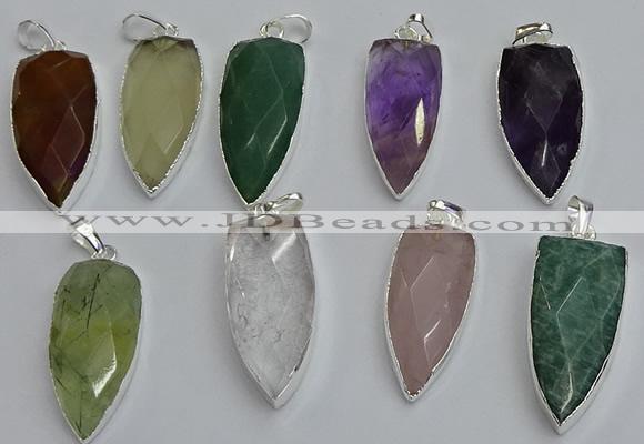 NGP6115 12*35mm - 15*40mm arrowhead mixed gemstone pendants