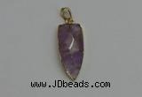 NGP6117 12*35mm - 15*40mm arrowhead amethyst pendants