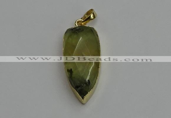 NGP6119 12*35mm - 15*40mm arrowhead green rutilated quartz pendants